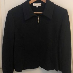 St. John Collection Black Knit Zip Up Jacket